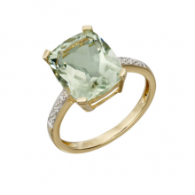 SEMI-PRECIOUS GREEN AMETHYST/DIAMOND RING